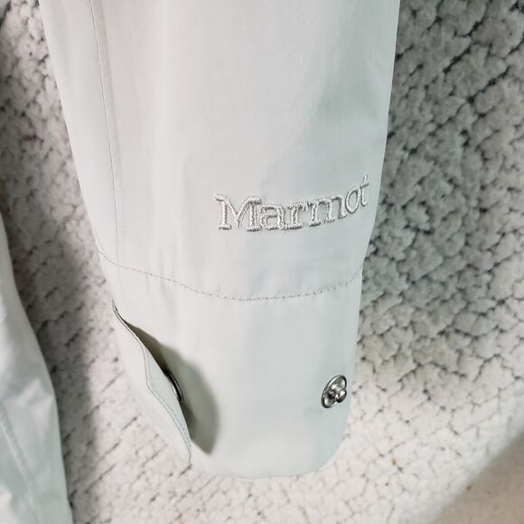 Vintage Marmot Trench Coat M White Long Rain Jacket Parka Old Money Preppy Chic - Picture 4 of 11